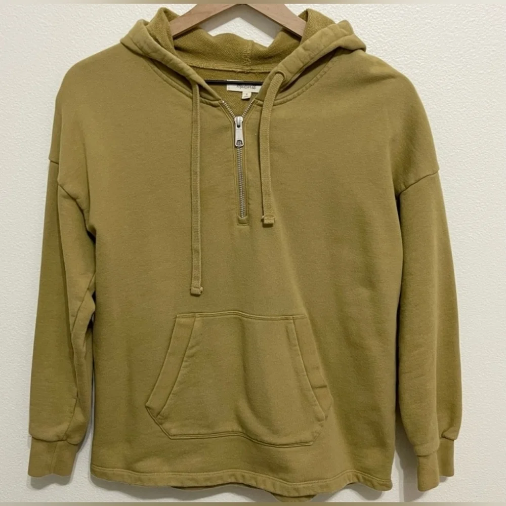 Madewell Resourced Cotton Relaxed Hoodie Sweatshirt In Olive Surplus Size M